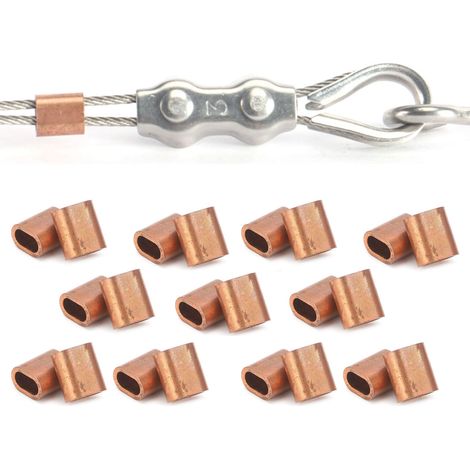 20 manchons ovales en cuivre pour câbles en acier, fixation M3 (1/5)