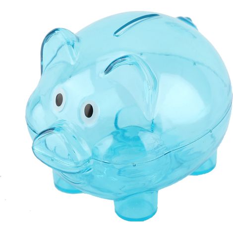 Tirelire cochon mignonne et colorée, cadeau d'anniversaire (bleue) (1/5)