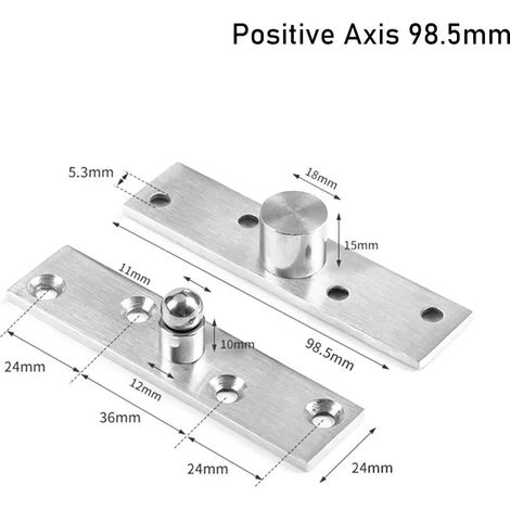 Charnière pivotante de porte (axe positif 98,5 mm) en acier inoxydable, axe de positionnement haut/bas, robuste, rotation à 360°. (1/5)