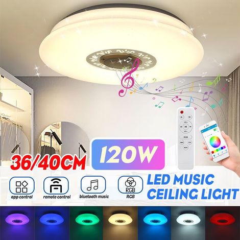VURAHOME – Bluetooth-LED-Deckenleuchte mit 256 RGB-Farben, integriertem Lautsprecher, dimmbar, per App steuerbar, 40 cm, 150 W (1/5)