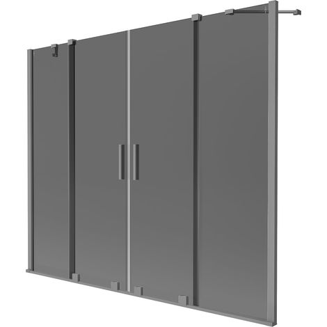 Mexen Velar Duo paravento da doccia a 2 ante scorrevoli 190 x 150 cm, grafite, metallo scuro - 896-190-000-42-95 (1/2)