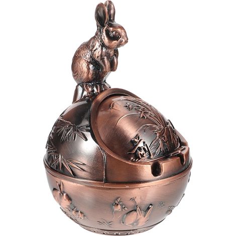Cendrier Couvercle Coupe-vent Léger Vintage en Alliage de Zinc de Lapin pour Bureau et Décoration de Table Élégante (1/5)