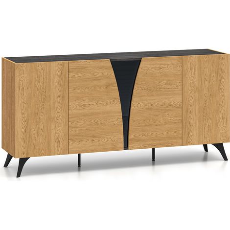 Buffet Soah mit 5 Türen, Holzoptik und Schwarz, 170cm