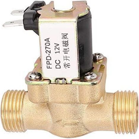 Normally open brass water inlet solenoid valve G1/2 inch, suitable for water, operating temperature 0 to 85 °C. (DC 12 V) (1/4)