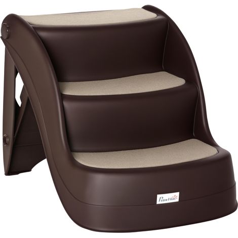 Échelle pliable pour chien avec 3 marches antidérapantes en PP, 49 x 38 x 38 cm, marron (1/5)