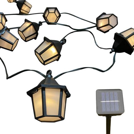 Guirlande Lumineuse Solaire Extérieure - 20 LED Blanc Chaud - 5,8 M - 8 Modes Automatiques - Étanche IP44 - Pour Jardin Terrasse Cour Mariage