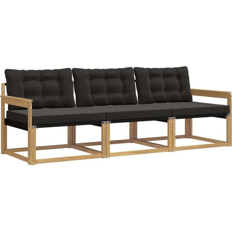 Set di divani da esterno con cuscino 3 pz  Salotto da Giardino Bianco e Nero (1/5)