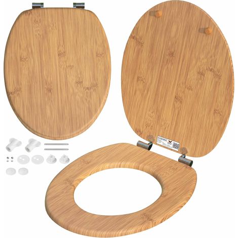 Abattant WC forme O motif bambou, frein de chute, 45,7 x 38 cm (1/5)