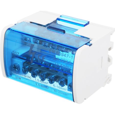 Einphasiger, zweistufiger Verteilerkasten mit 207 Klemmen, DIN-Schienenmontage, mit transparentem Deckel, Schutzgehäuse für die Verteileranlage (1/5)