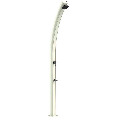 Doccia Solare Bianco Alluminio per Esterno serbatoio 25 L altezza 226 cm soffione tondo 15 cm miscelatore con rubinetto lavapiedi SS0954-WHITE