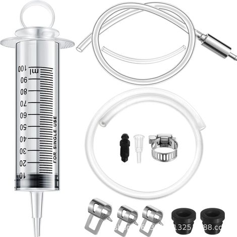 Le kit d'embrayage comprend une seringue de 100 ml, un tube de 50 cm, un clapet anti-retour et un kit de purge de freins. (1/4)