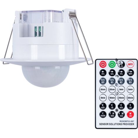 Sensor De Presencia PIR Empotrable Con Mando A Distancia - 360º