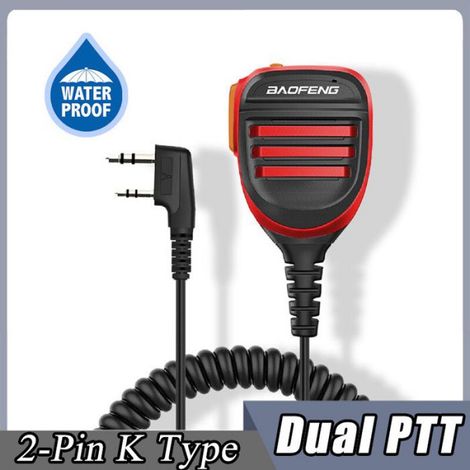 Baofeng UV-5R PTT étanche UV-9R talkie-walkie haut-parleur Radio Microphone Keenwood 2 broches Type micro - 2 Pin-K-2PTT-Red -B