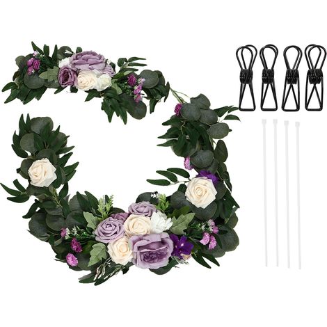 Lot de 2 décorations florales de mariage en forme de rose, réalistes, aux couleurs vives et inodores, pour une bienvenue parfaite (réf. 18063 SZ). (1/5)