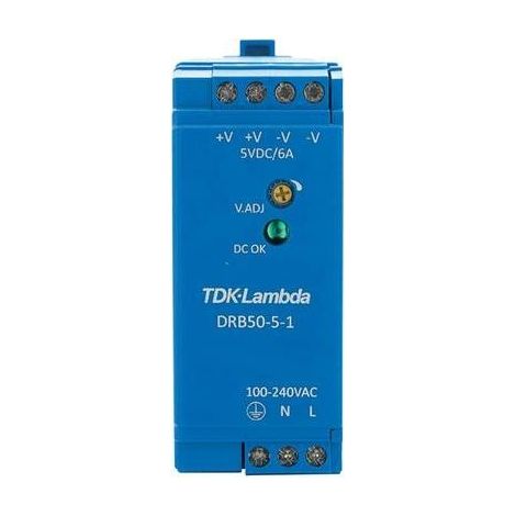 TDK-Lambda DRB-50-5-1 fuente de alimentación carril DIN negra 30W 5V