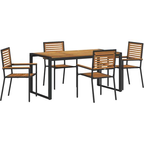 Maison Exclusive - Set da Pranzo per Giardino 5 pcs Nero e Marrone polyrattan