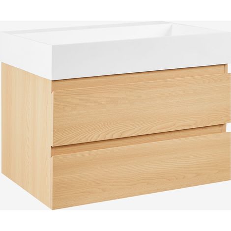 Ensemble de meuble de salle de bain en bois et placage de frêne avec lavabo intégré Ona SKLUM (1/5)