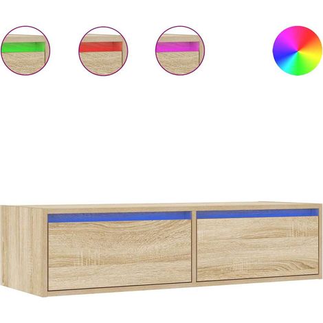 Meuble TV,Banc TV,Armoire TV avec lumières LED chêne sonoma 100X35,5x25 cm CFW224945 (1/5)