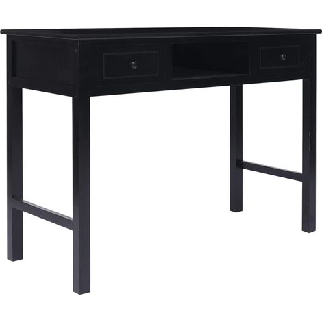 Schreibtisch Schwarz 108x45x76 cm Massivholz Paulownia