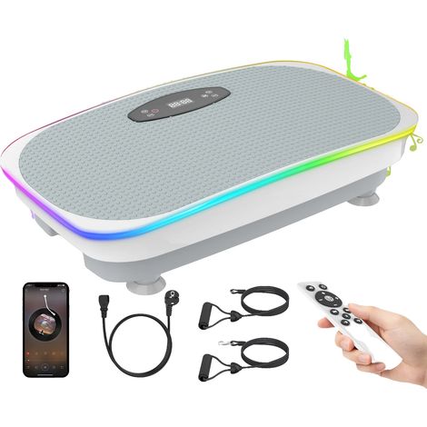 Máquina de adelgazamiento por vibración, velocidades ajustables, pantalla digital LED, color blanco. (1/2)