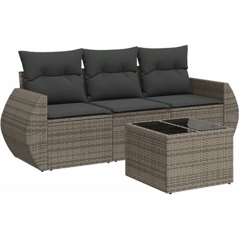 Maison Exclusive - 4-tlg. Garten-Sofagarnitur mit Kissen Grau Pol