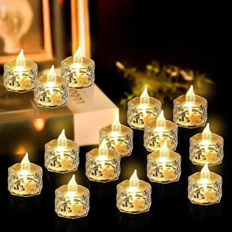 Bougie LED Sans Flamme en Cristal ABS Sûre, Lumière Vacillante Décoration Intérieure pour Maison Mariage et Noël (1/4)