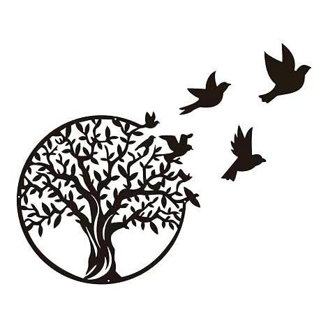 Metal Wall Art, Tree of Life Wall Decoration, Tree of Life Art, Garden Home Decoration (30 x 30 cm) (1/5)