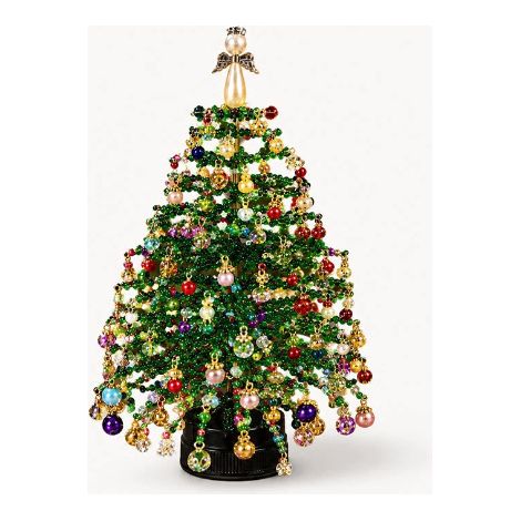 DIY-Set: Miniatur-Weihnachtsbaum mit Beleuchtung und Perlen, kreatives DIY-Set, festliche Tischdekoration, Komplettset mit Zubehör und Lichterkette – beleuchtete Weihnachtsbaumdekoration (1/5)
