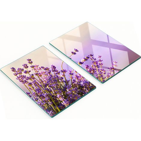 Juego de tablas de cocina de vidrio templado con diseño de lavanda, 2 x 40 x 52 cm. (1/5)