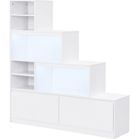 Mobile portascarpe 2 ante e 6 nicchie con LED in MDF Bianco  - LOVILA