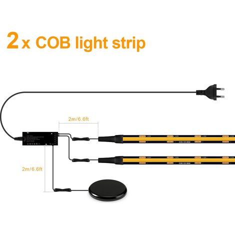 (2 bandes, lumière chaude, 1 m) Panneau mural décoratif à grille intégrée, insonorisant, bandes lumineuses LED COB, 12 V (1/5)