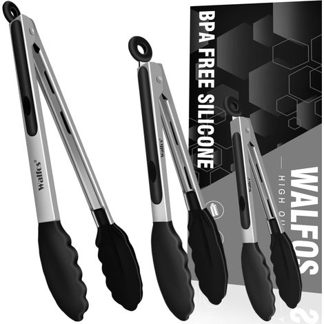 3-teiliges Küchenzangen-Set – Edelstahl und Silikon – hitzebeständig – 18, 23, 30,5 cm (1/5)