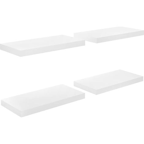 Étagère murale 4 pcs，Étagère flottante Blanc brillant 50x23x3,8 cm MDF CFW54128 (1/5)
