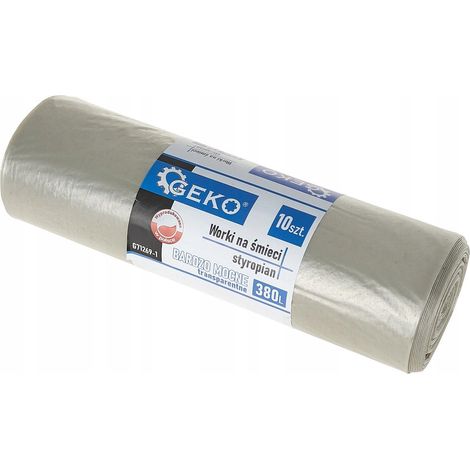 Bolsas de basura de poliestireno muy resistentes de 380 L (rollo de 10) - transparentes (1/2)