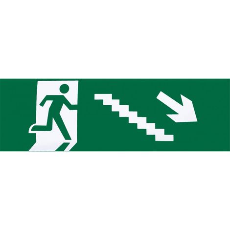 Adhesivo salida emergencia escalera dcha. bajada 6,5x20 cm