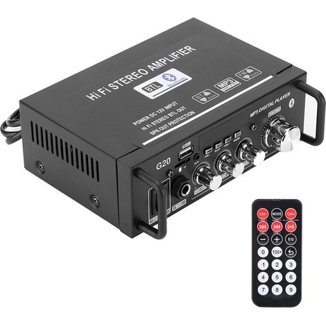 2-Kanal-Stereo-Leistungsverstärker, Mini-Smart-Bluetooth-USB/FM-Verstärker mit Fernbedienung, 220-V-Eurostecker (1/5)
