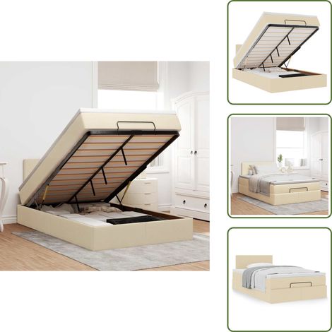 vidaXL Ottoman-Bett mit Matratze Creme 120x200 cm Stoff