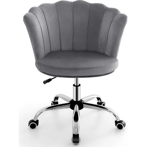 Sedia da ufficio con rotelle 69 x 64 x 74,5-84 cm seduta ergonomica girevole design in velluto grigio 200012088