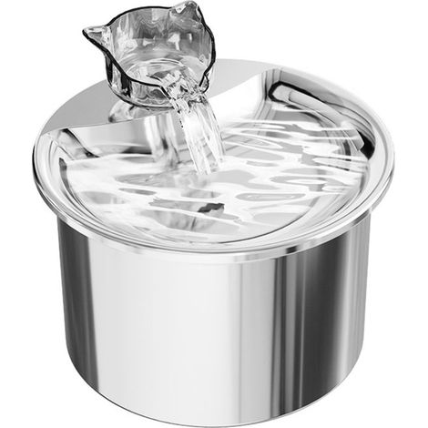 Fontaine à eau pour chat en acier inoxydable, distribution automatique silencieuse, grande capacité, filtration intelligente, prise AU (1/4)