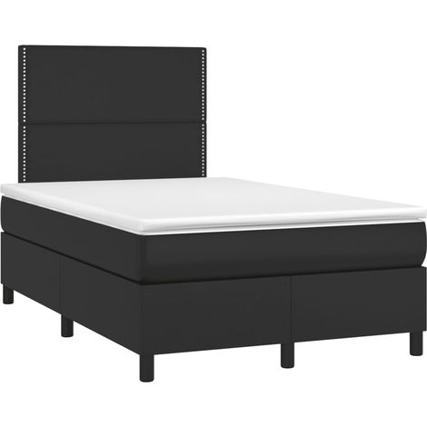 Maison Exclusive - Sommier à lattes de lit avec matelas noir 120x190 cm similicuir (1/5)