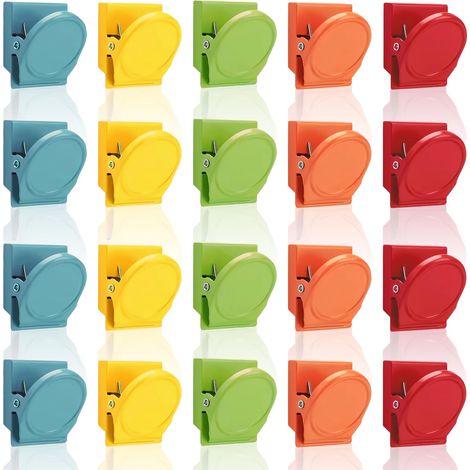 Aimant Tableau Blanc, 20 Pièces Aimant Tableau Magnetique, Multifonctionnel Pince Magnétique, 5 Couleurs, pour la Maison, L'école, Le Bureau (1/5)