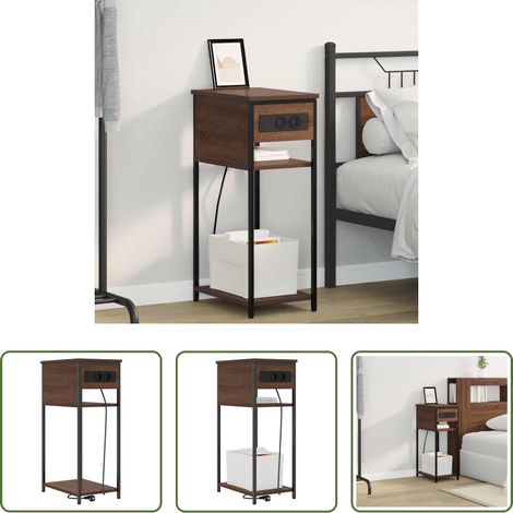 vidaXL Rangement - Cabinet de chevet Chêne brun 41 x 28 x 76 cm Bois d'ingénierie (1/5)