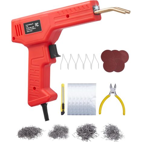 VEVOR Saldatrice per Plastica, Saldatura in Plastica 100 W con 800 Punti Caldi,Kit di Riparazione per Paraurti in Plastica per Auto con Luce LED per Kayak, Giocattoli, Riparazione Crepe in Plastica (1/5)