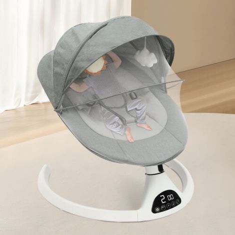 Transat électrique pour bébé, balançoire pour bébé dès la naissance, transat pour bébé avec Bluetooth, 5 amplitudes de vibration et fonction de minuterie, fauteuil à bascule avec télécommande, transat