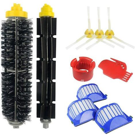 Repuestos/accesorios para aspiradoras iRobot Roomba de las series 500/600: 676, 606, 605, 671, 698, 692, 675, 697, 694, 595, 585, etc., incluyendo 1 rueda giratoria, 1 cepillo de cerdas, 3 cepillos la (1/5)