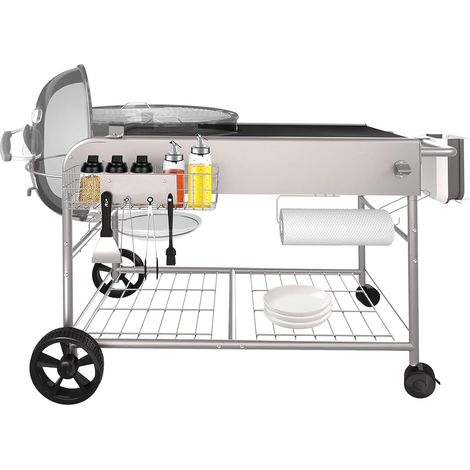 Table de barbecue en acier inoxydable pour Weber Original Kettle, Premium, Master Touch, Jumbo Joe, barbecue au charbon de bois Performer avec support de couvercle