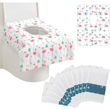 Protege Cuvette WC Jetable, 10 Tapis de Papier de Siège de Toilette Portable Flamingo Pattern Autocollant Emballage Individuel Tapis de Toilette pour Grande Toilette Publique Voyage d'hôtel (1/4)