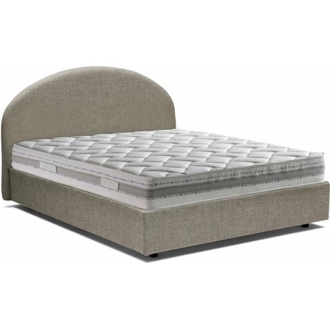 Dmora - Letto matrimoniale Dadamol, Letto contenitore con rivestimento in tessuto, 100% Made in Italy, Apertura frontale, con materasso Cm 160x200 incluso, Tortora