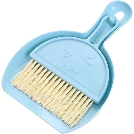 Ensemble mini pelle et balayette avec manche léger et portable nettoyage facile bleu (1/5)