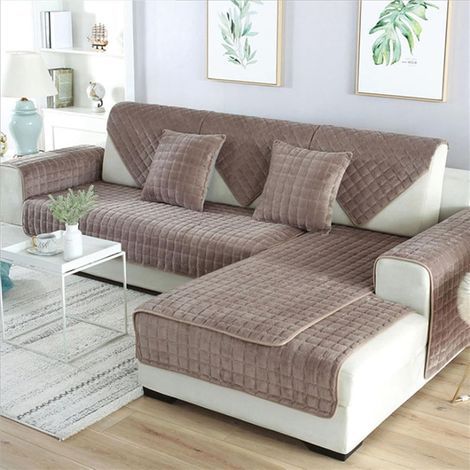JSSEVN - Corner Sofa Covers, L-Shaped Sofa Cover with Armrests, Non-Slip Sofa Protector (Size: 70x150cm)